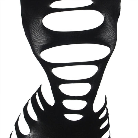 Kleid Langärmeliges elastisches Netzkleid Schwarz Eine