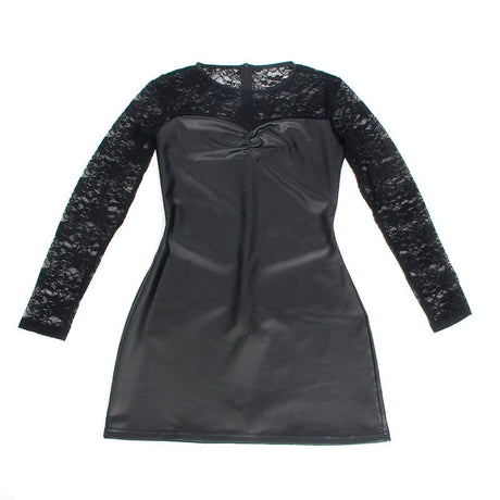Kleid Langärmeliges Kleid mit schwarzer Spitze L/XL