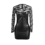 Kleid Langärmeliges Kleid mit schwarzer Spitze S/M