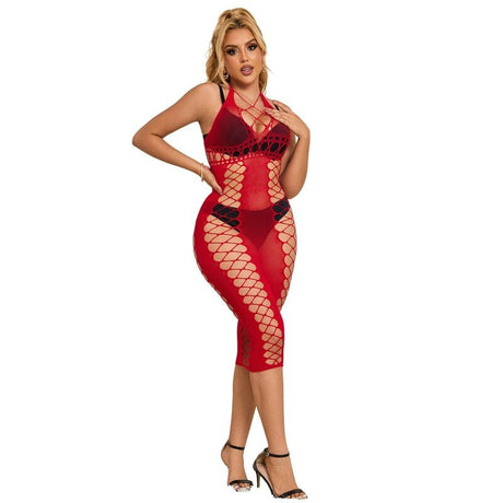 Kleid Langes rotes Netzkleid Eine