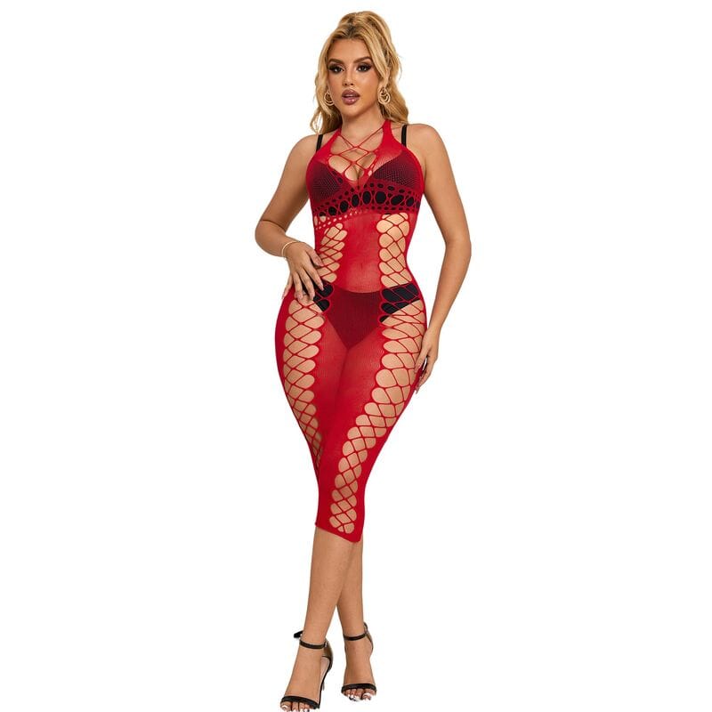 Kleid Langes rotes Netzkleid Eine