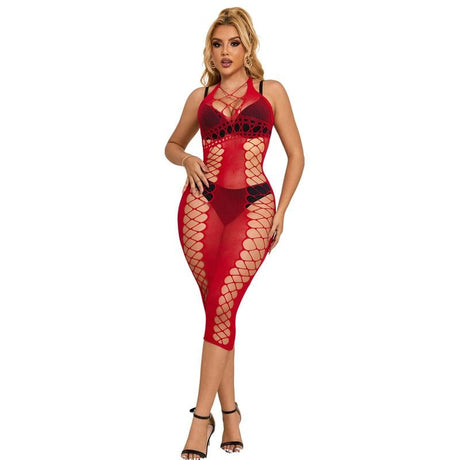 Kleid Langes rotes Netzkleid Eine