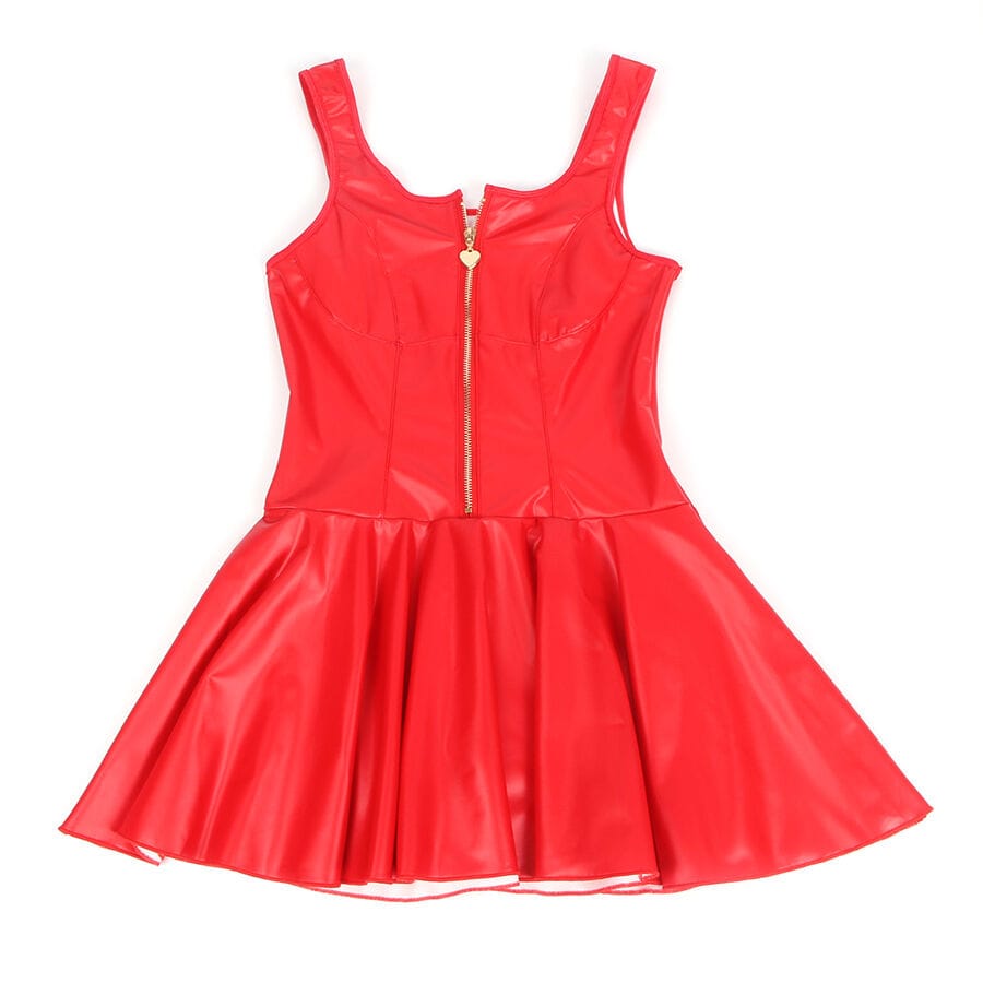 Kleid Lederkleid mit Herz-Reißverschluss Rot S/M