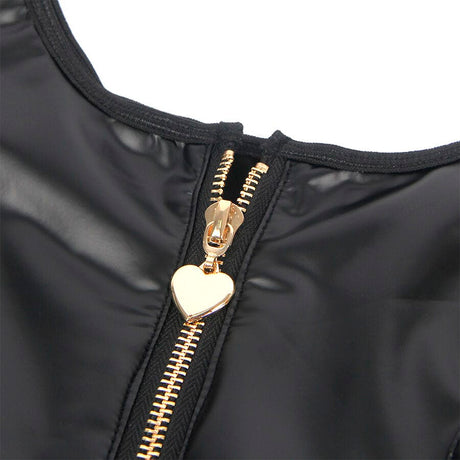 Kleid Lederkleid mit Herz-Reißverschluss Schwarz L/XL