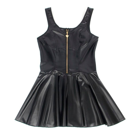 Kleid Lederkleid mit Herz-Reißverschluss Schwarz L/XL