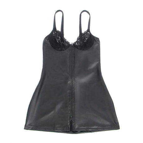 Kleid Lederkleid mit Reißverschluss Schwarz S/M