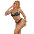 Kleid Regenbogen-Kleid mit langen Ärmeln und Netz Eine