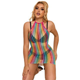 Kleid Regenbogen-Netzkleid Eine