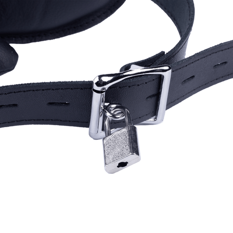 Knebel aus Leder mit Maulplatte gepolstert Schwarz – Ansicht 5