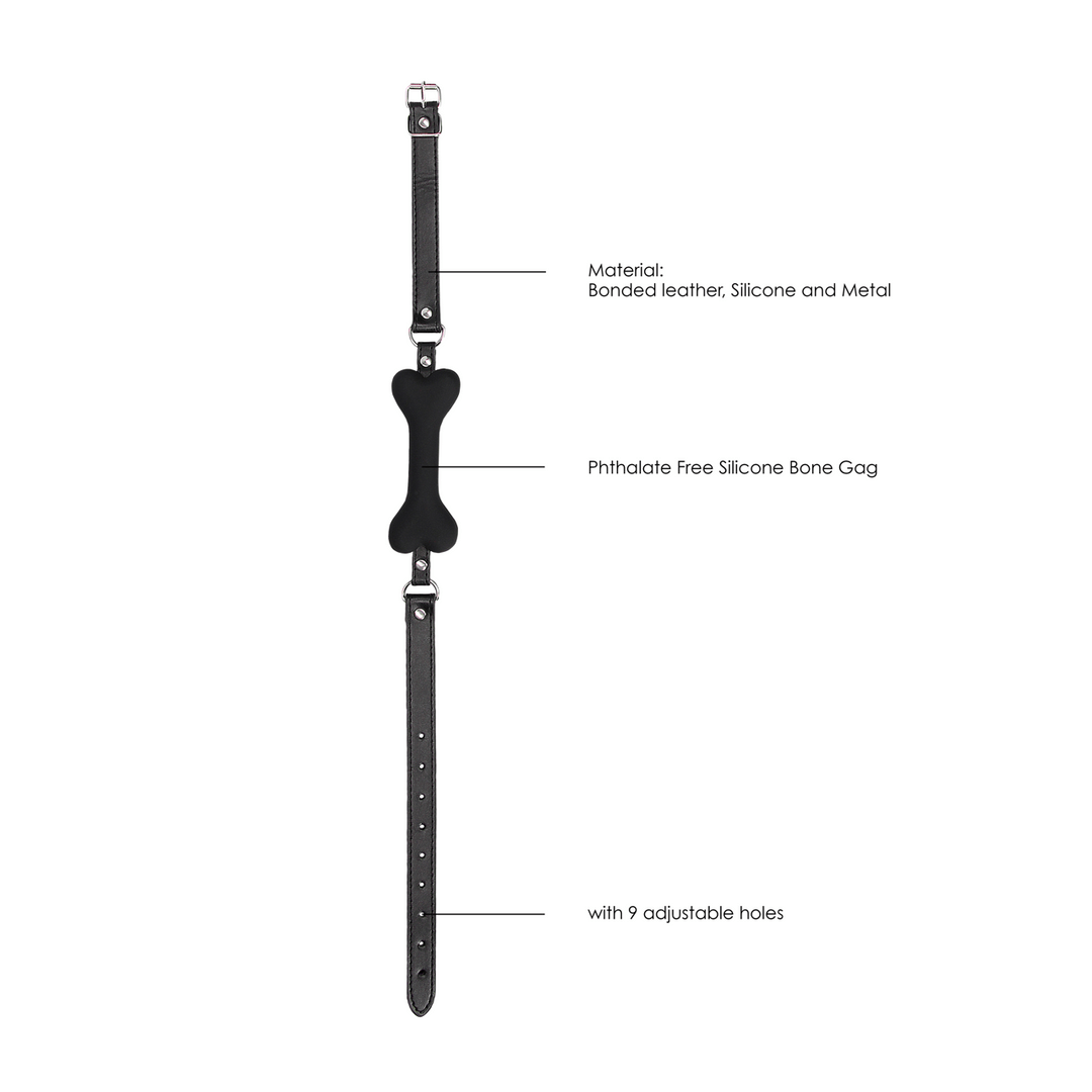 Knebel Ouch Black and White mit Knochen aus Silikon 12,2 x Ø 2 cm Schwarz – Ansicht 7