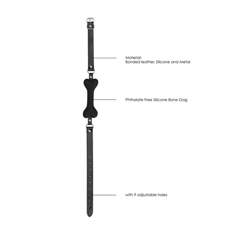 Knebel Ouch Black and White mit Knochen aus Silikon 12,2 x Ø 2 cm Schwarz – Ansicht 7