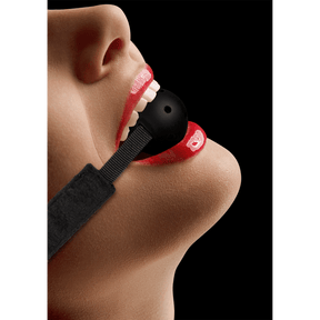 Knebel Ouch mit Ball und Luftlöchern Schwarz 61,5 cm