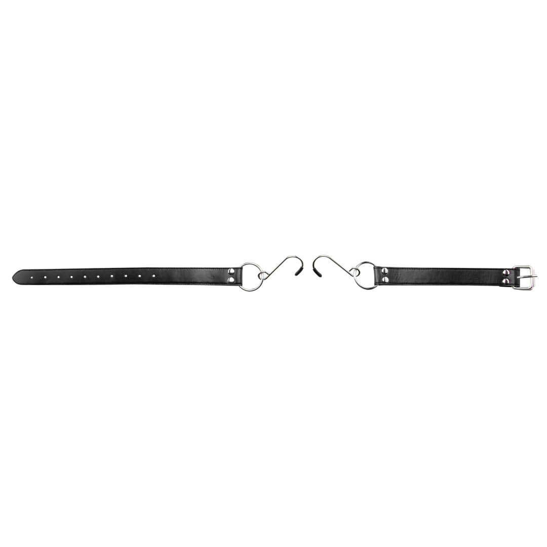 Knebel Ouch mit Mundhaken aus Leder und Stahl Schwarz