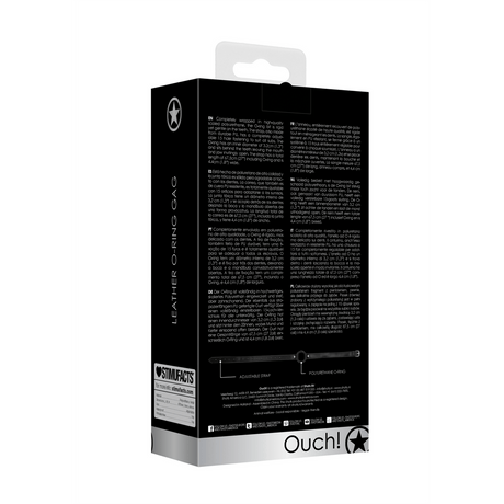 Knebel Ouch mit O-Ring und Lederriemen Schwarz 67,5 cm – Ansicht 3