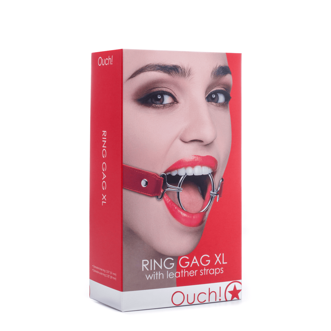 Knebel Ouch mit O-Ring XL und Lederriemen Rot – Ansicht 2