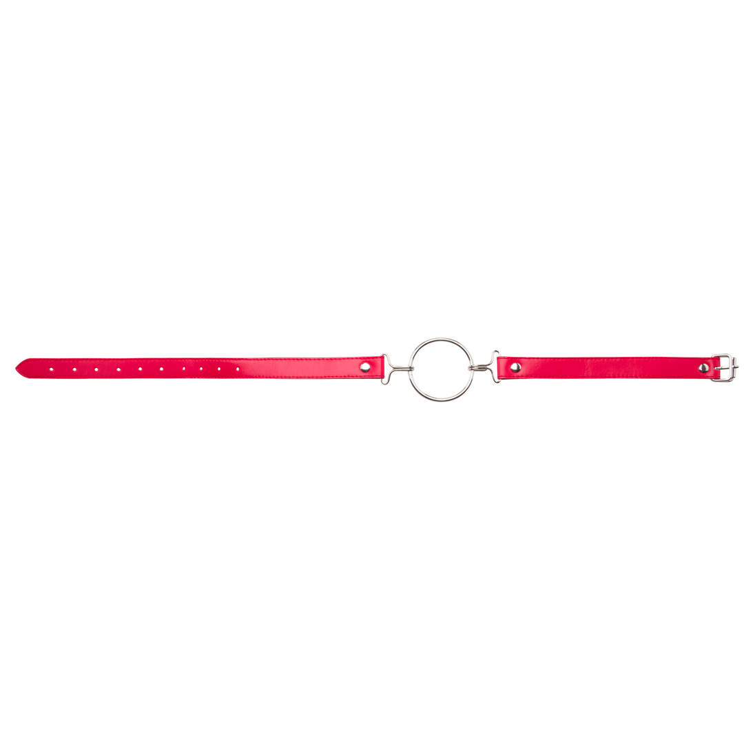 Knebel Ouch mit O-Ring XL und Lederriemen Rot