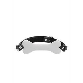 Knebel Ouch Puppy Play mit Knochen aus Silikon 62,5 cm Weiß