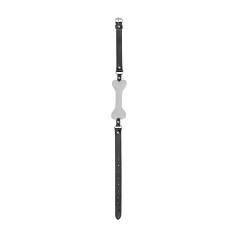 Knebel Ouch Puppy Play mit Knochen aus Silikon 62,5 cm Weiß – Ansicht 4