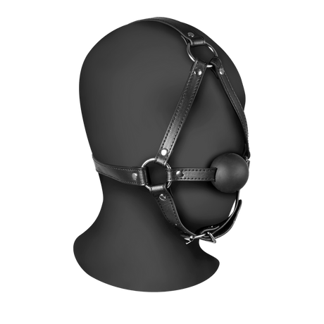 Kopfharness mit festem Ballknebel Schwarz 70 x Ø 4,2 cm