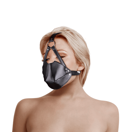 Kopfharness Ouch mit Mundabdeckung und festem Ball 55,2 x Ø 3,9 cm Schwarz