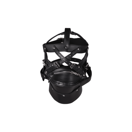 Kopfharness Ouch mit Reißverschluss am Mund und Schloss Schwarz 78,5 cm – Ansicht 5