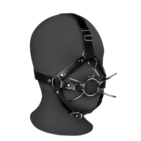 Kopfharness Ouch mit Spider-Gag und Nasenhaken Schwarz 70 x Ø 4,4 cm