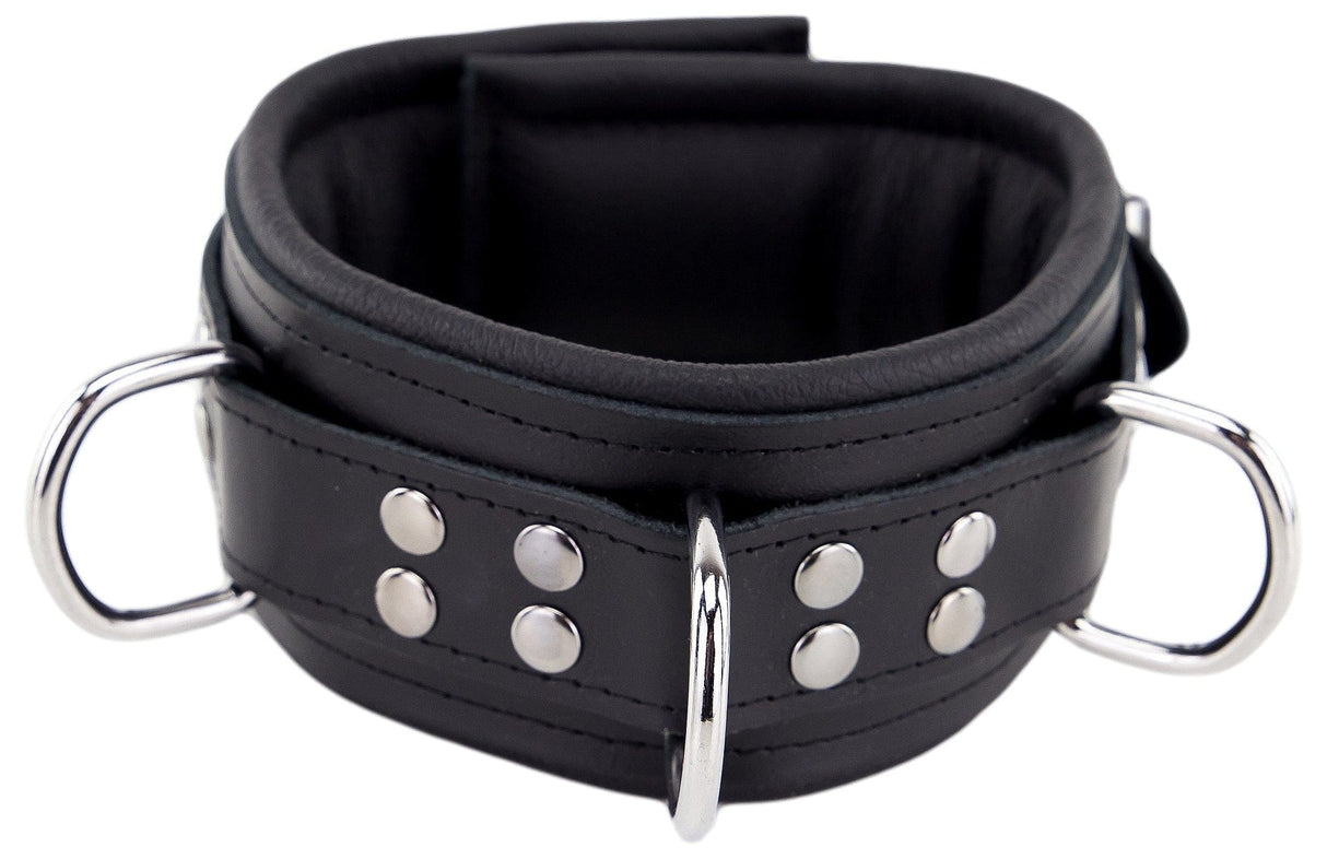 Lederhalsband gepolstert Schwarz