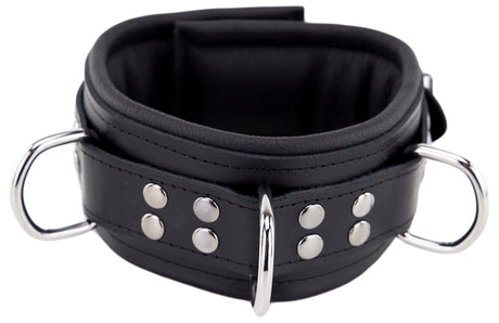 Lederhalsband gepolstert Schwarz