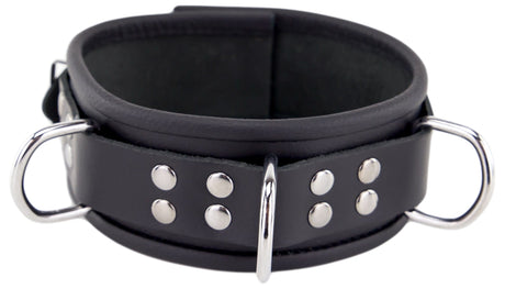 Lederhalskette D-Ring Schwarz