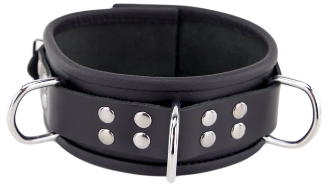 Lederhalskette D-Ring Schwarz