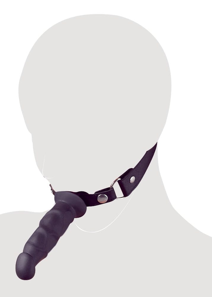 Lederimitat Knebel mit Dildo