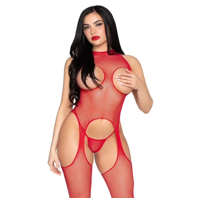 Leg Avenue - 89374 Cupless Bodystocking und Panty Red - Einheitsgrösse