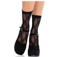 Strümpfe Schwarze Spitzensocken mit Schleife