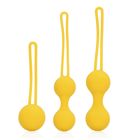 Liebeskugeln-Set dreiteilig aus Silikon Gelb 2,7 bis 3,2 cm