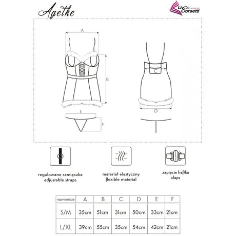 Livco Corsetti Fashion - Agethe Lc 90607 Chemise + String + Weihnachtsmütze L/XL