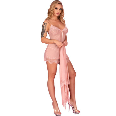 Livco Corsetti Fashion - Hyeona 1710 Babydoll + Thong Rose M