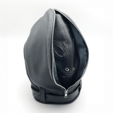Maske aus Leder als Haube mit Reißverschluss Schwarz – Ansicht 2
