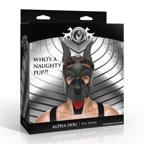 Maske Master Series Alpha Dog Puppy-Haube mit Zunge Neopren in zwei Farben – Ansicht 2
