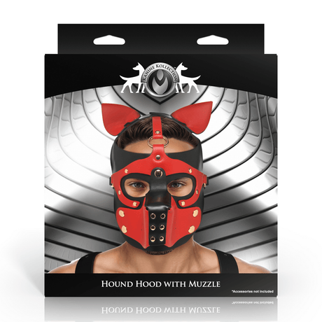Maske Master Series Hound Hundemaske mit Maulkorb PU-Leder Schwarz und Rot – Ansicht 3