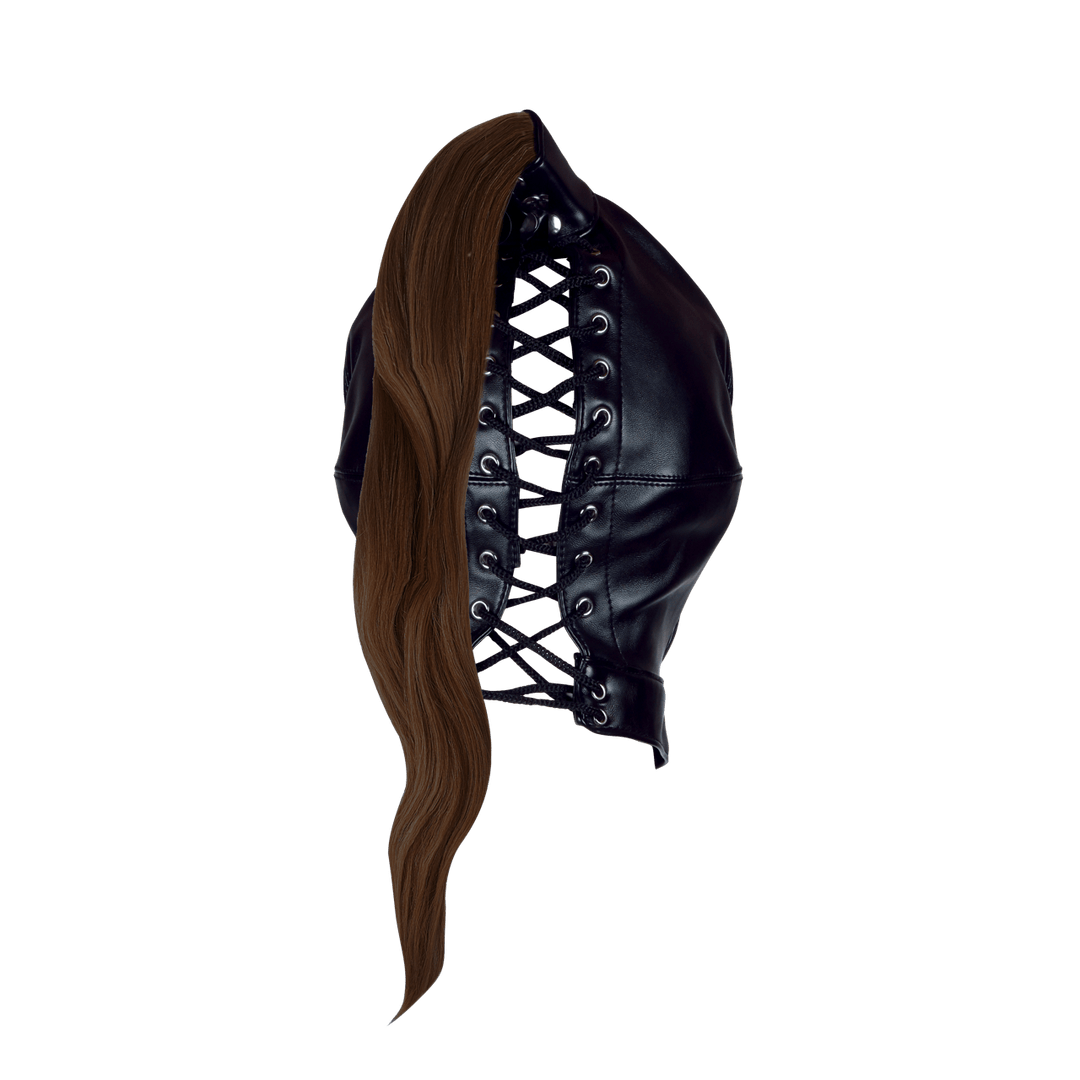 Maske Ouch Xtreme mit Pferdeschwanz in zwei Haarfarben Schwarz 27 cm – Ansicht 13