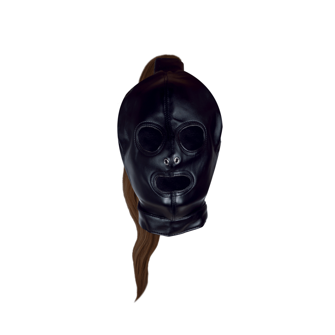 Maske Ouch Xtreme mit Pferdeschwanz in zwei Haarfarben Schwarz 27 cm – Ansicht 12