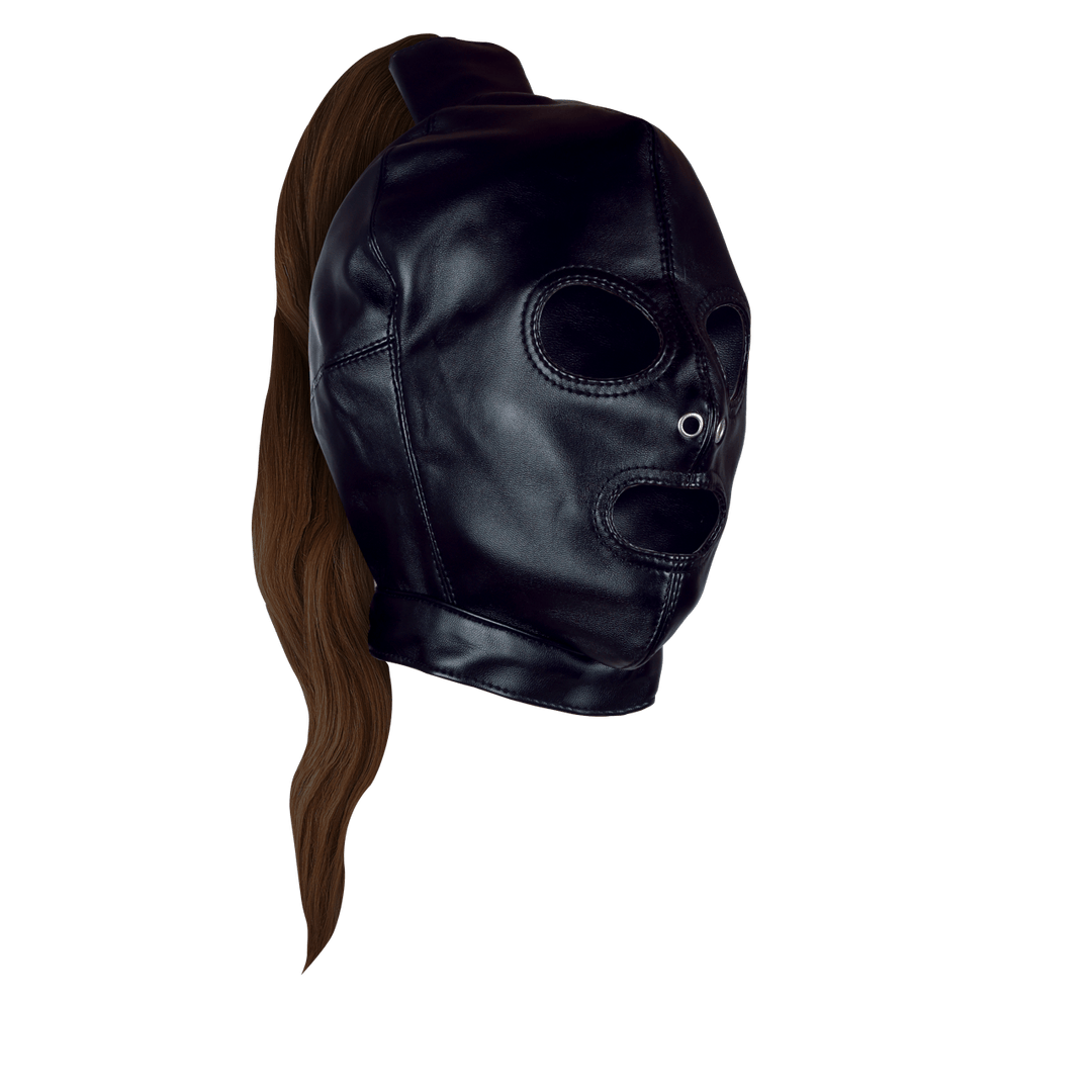 Maske Ouch Xtreme mit Pferdeschwanz in zwei Haarfarben Schwarz 27 cm – Ansicht 11