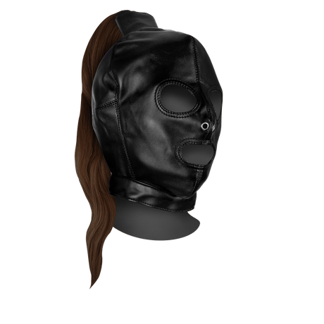 Maske mit blondem Pferdeschwanz Schwarz – Ansicht 8