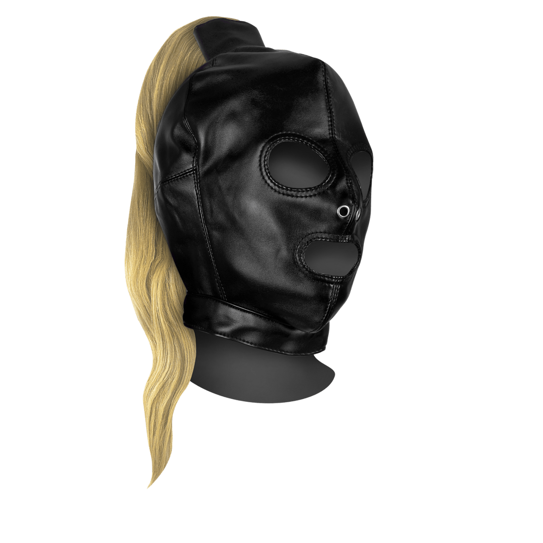 Maske Ouch Xtreme mit Pferdeschwanz in zwei Haarfarben Schwarz 27 cm