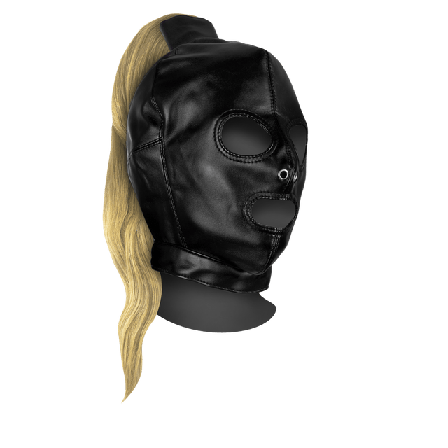 Maske Ouch Xtreme mit Pferdeschwanz in zwei Haarfarben Schwarz 27 cm