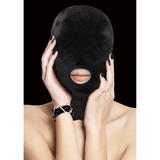 Maske Ouch aus Samt mit Mundöffnung Schwarz 20 cm