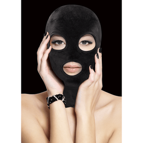 Maske Ouch aus Samt mit Augen- und Mundöffnung Schwarz 28 cm
