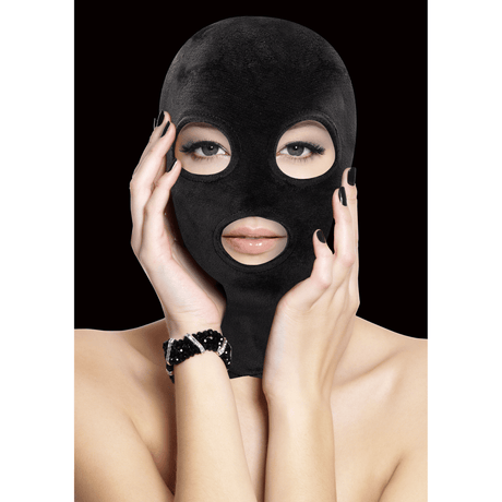 Maske Ouch aus Samt mit Augen- und Mundöffnung Schwarz 28 cm