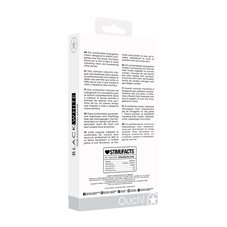 Maske Ouch Black and White Subjugation Schwarz 39,5 cm – Ansicht 3