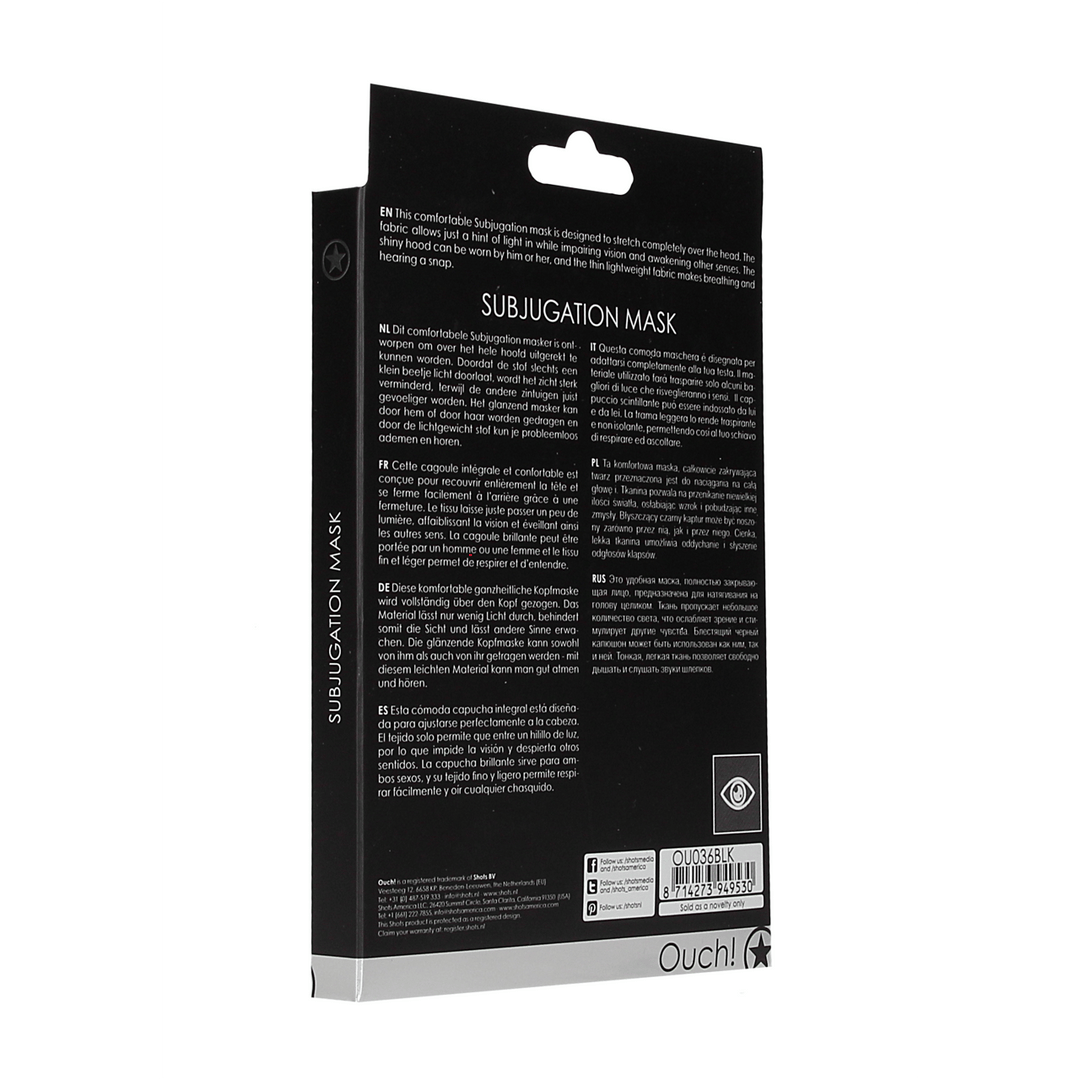 Maske Ouch Subjugation geschlossen Schwarz 39,5 cm – Ansicht 3